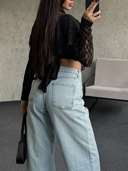 Lace Ruffle Long Sleeve Top
