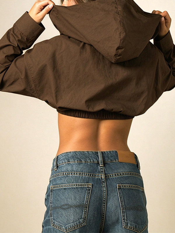 V-Neck Hoodie Cropped Shirt