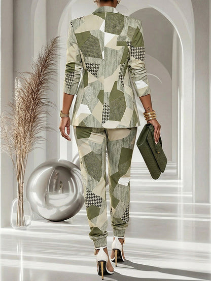 Printed Blazer & Jogger Pants Set