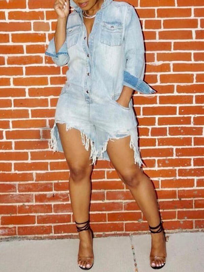 Morchique Destroyed Denim Romper