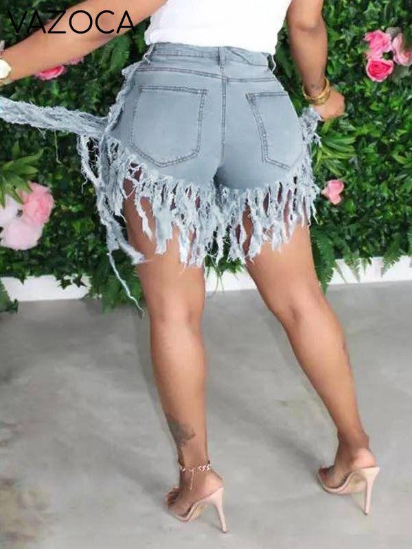 Fringe Combo Denim Shorts
