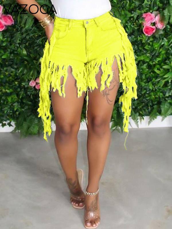 Fringe Combo Denim Shorts