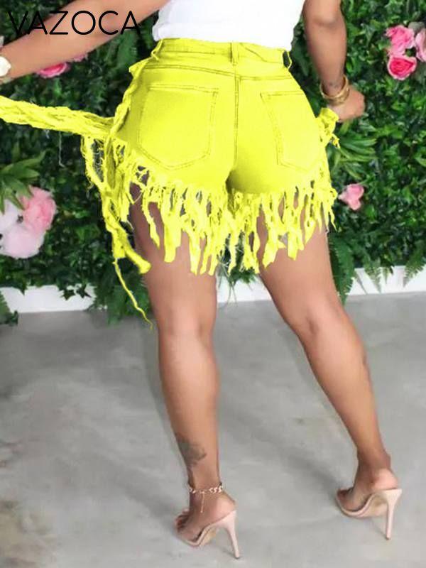 Fringe Combo Denim Shorts