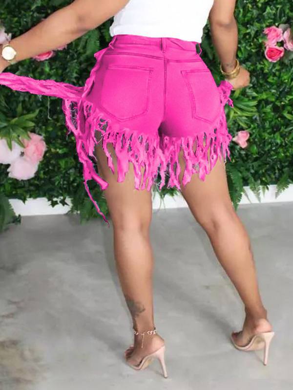 Morchique Fringe Combo Denim Shorts