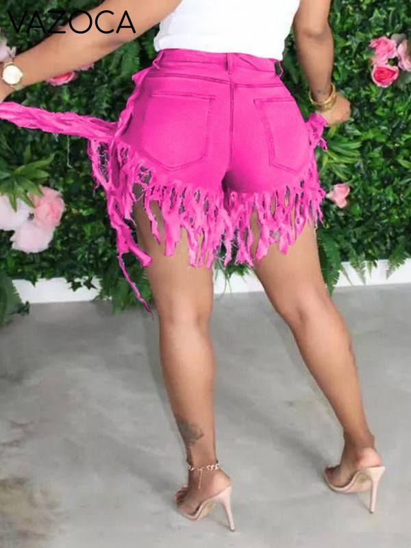 Fringe Combo Denim Shorts