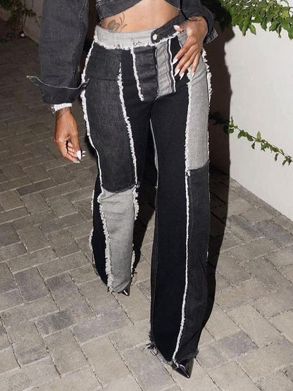 Patchwork Jeans Black