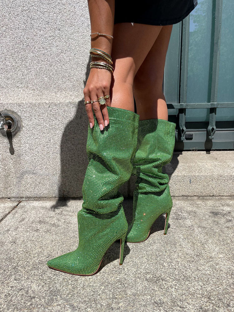 Crystal-Embellished Suede Boots