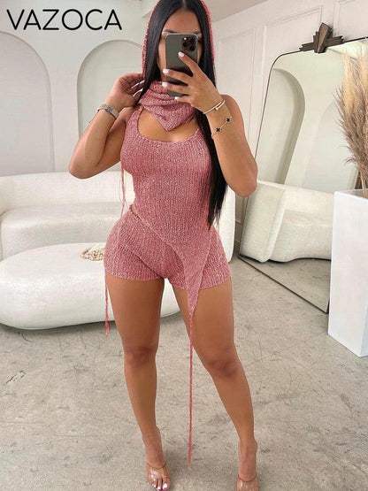 Glitter Sequins Crochet Short Set