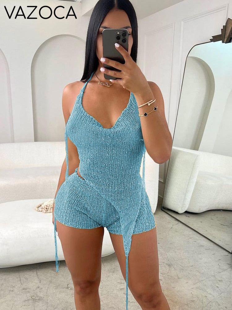 Glitter Sequins Crochet Short Set