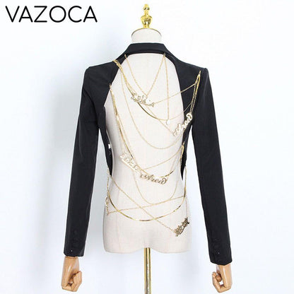 Gold Chain Blazer & Crystal Pants
