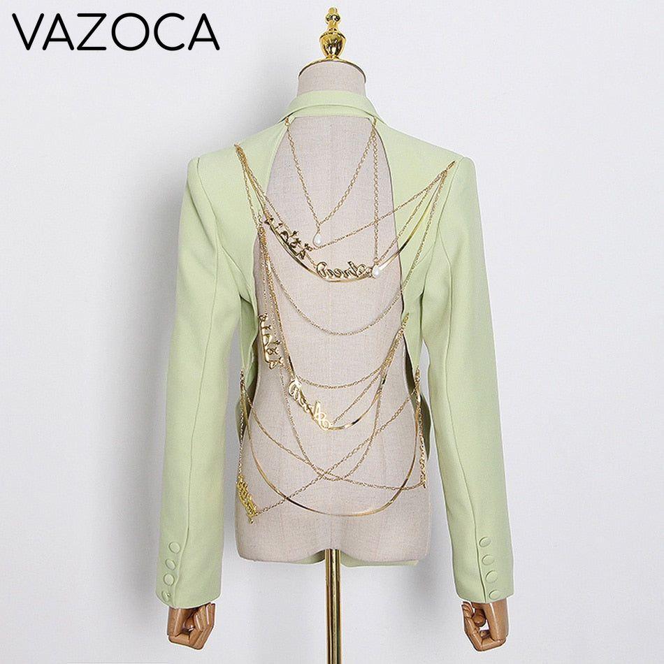 Gold Chain Blazer & Crystal Pants