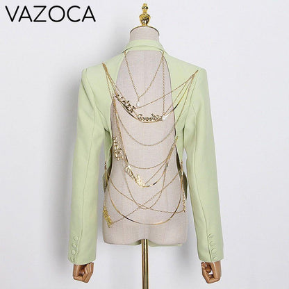Gold Chain Blazer & Crystal Pants