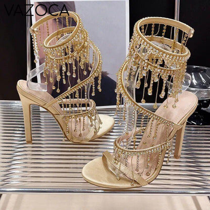 Golden Crystal High Heels