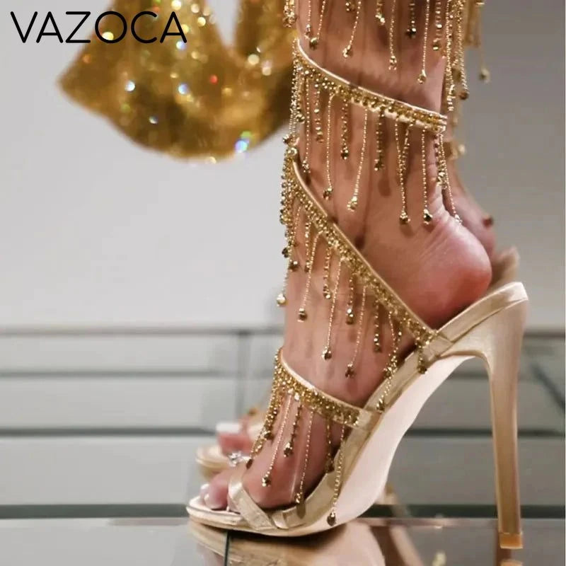 Golden Crystal High Heels