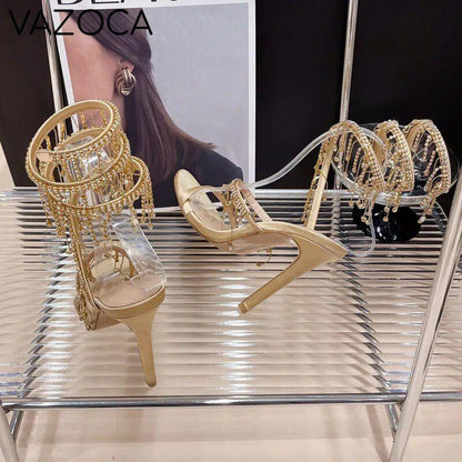 Golden Crystal High Heels