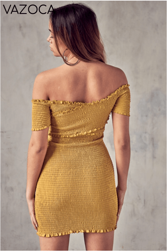 Golden Ruched Mini Dress- Lime