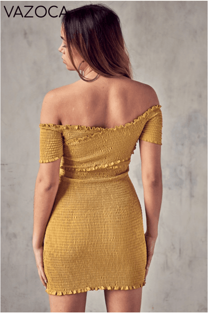 Golden Ruched Mini Dress- Lime