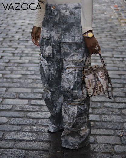Grayish Multi Pockets Cargo Pants