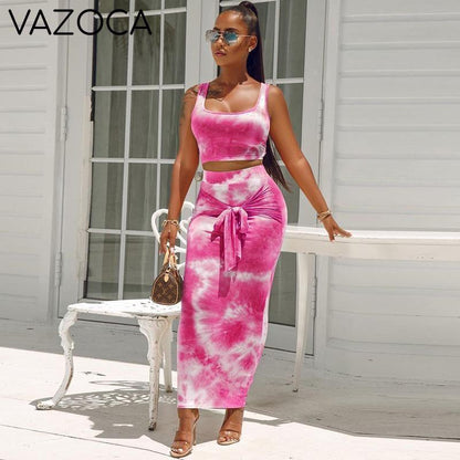 Summer Tie Dye High Waist Suit