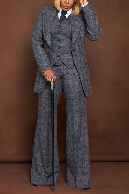 Stylish Plaid Three-Piece Suit