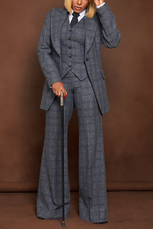 Stylish Plaid Three-Piece Suit