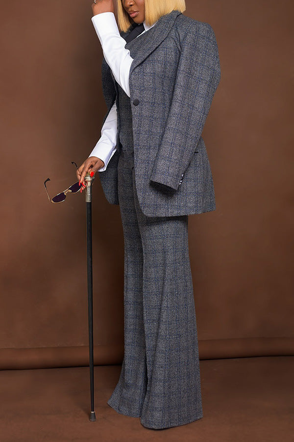Stylish Plaid Three-Piece Suit