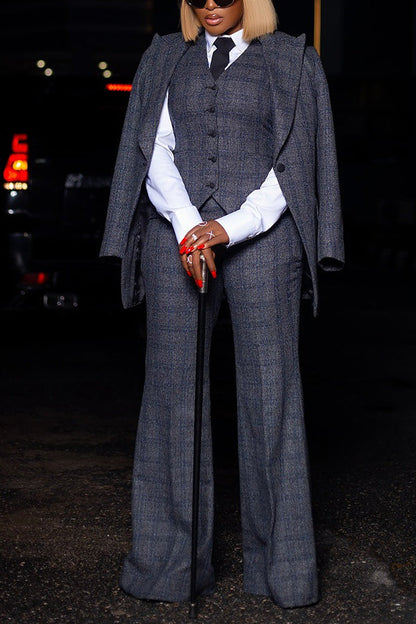 Stylish Plaid Three-Piece Suit