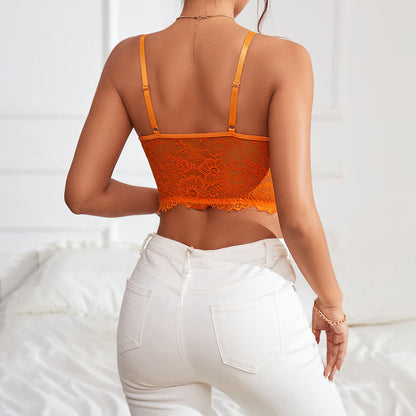 Lace translucent sexy halter pajamas for women