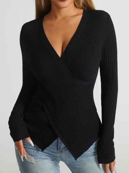 New Irregular Cross Sweater Blouse For Autumn And Winter