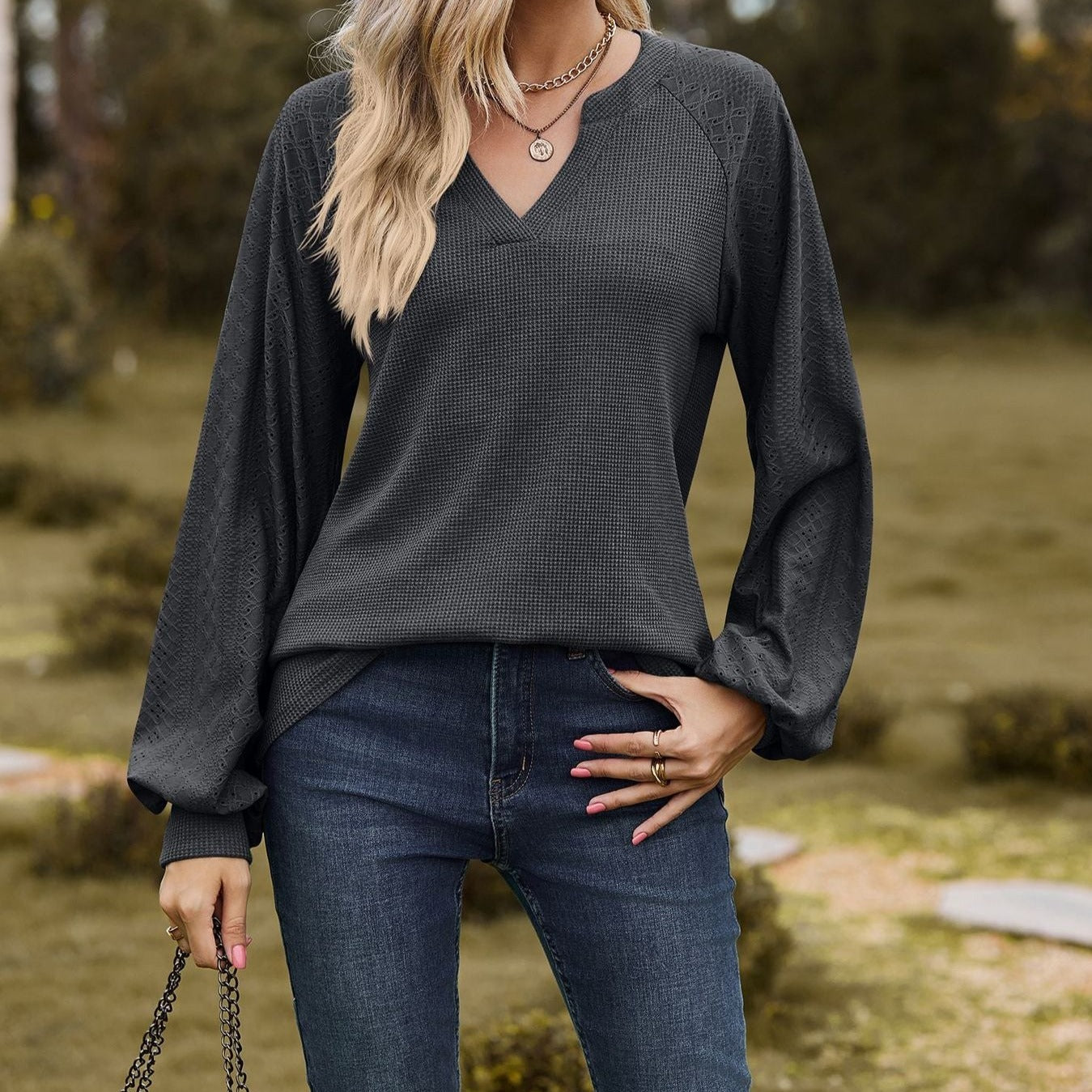 Women's V-neck Long Sleeves