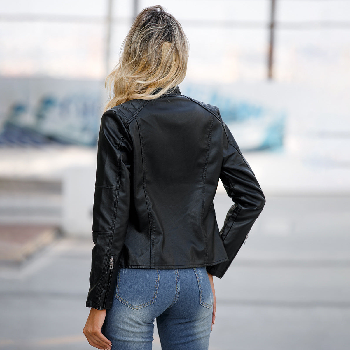 Leather Women Slim Jacket Thin Spring And Autumn Coat Women Motorcycle Suit