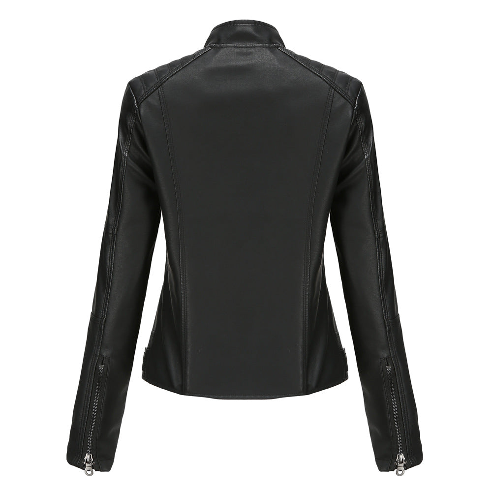 Leather Women Slim Jacket Thin Spring And Autumn Coat Women Motorcycle Suit