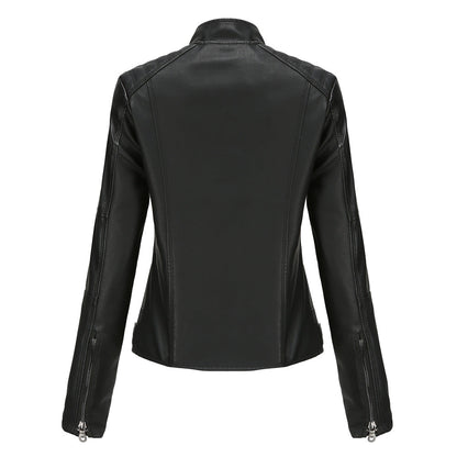 Leather Women Slim Jacket Thin Spring And Autumn Coat Women Motorcycle Suit