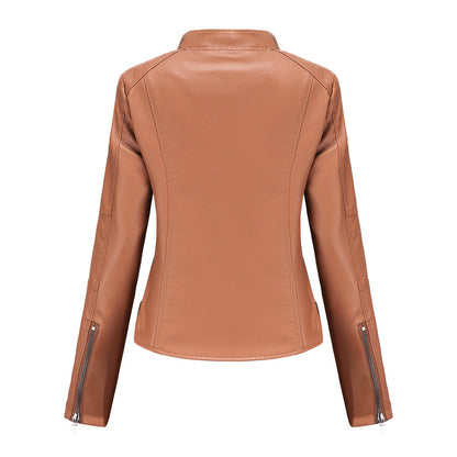 Leather Women Slim Jacket Thin Spring And Autumn Coat Women Motorcycle Suit