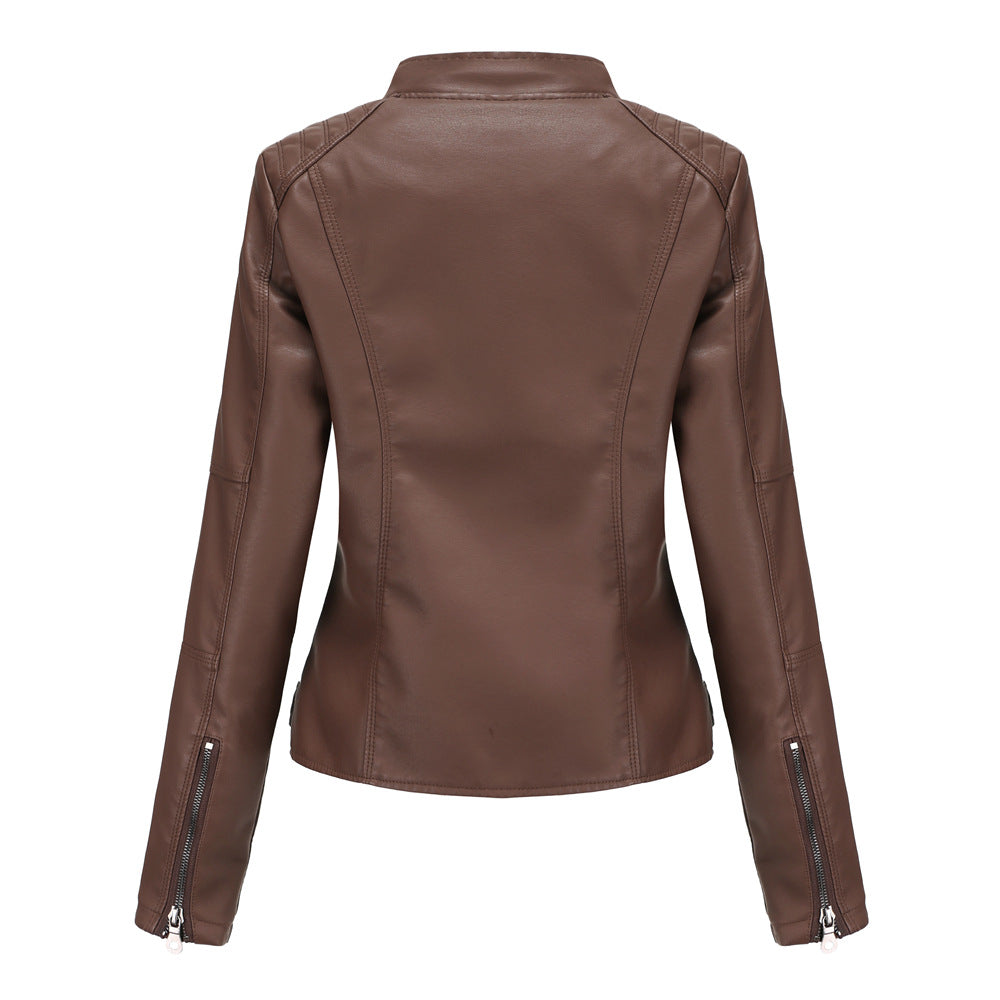 Leather Women Slim Jacket Thin Spring And Autumn Coat Women Motorcycle Suit