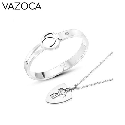 Heart Love Lock Bracelet With Key and Necklace