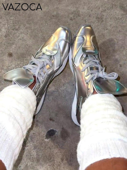 Pointed-Toe Metallic Sneakers