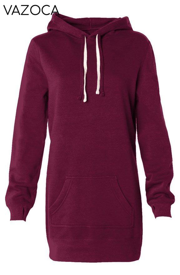 Hooded Sweatshirt Dress maroon