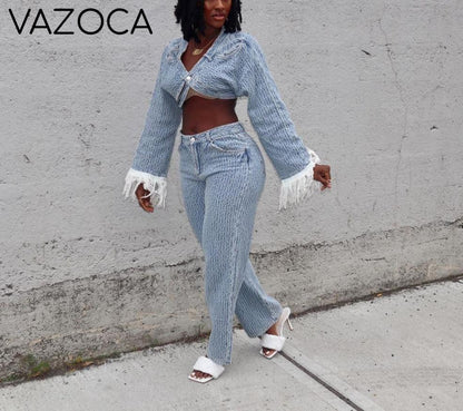 I Love Me Some Denim Pants Set
