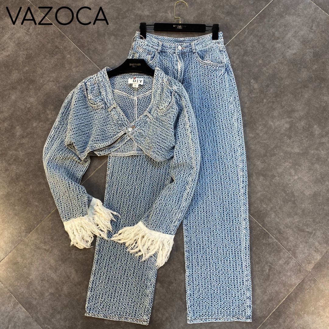 I Love Me Some Denim Pants Set