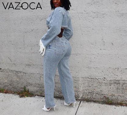 I Love Me Some Denim Pants Set