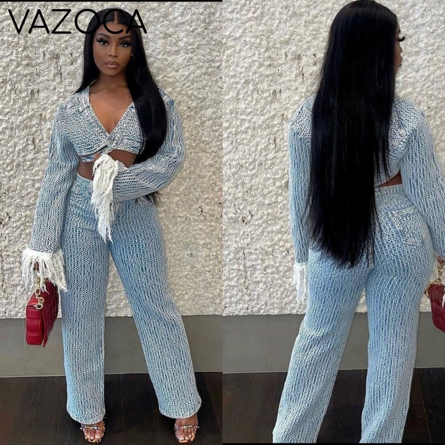 I Love Me Some Denim Pants Set