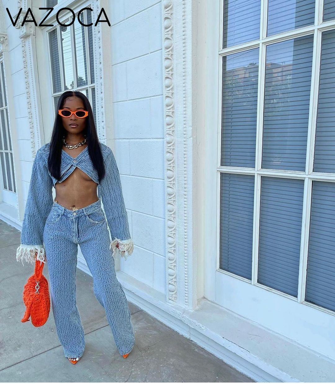 I Love Me Some Denim Pants Set