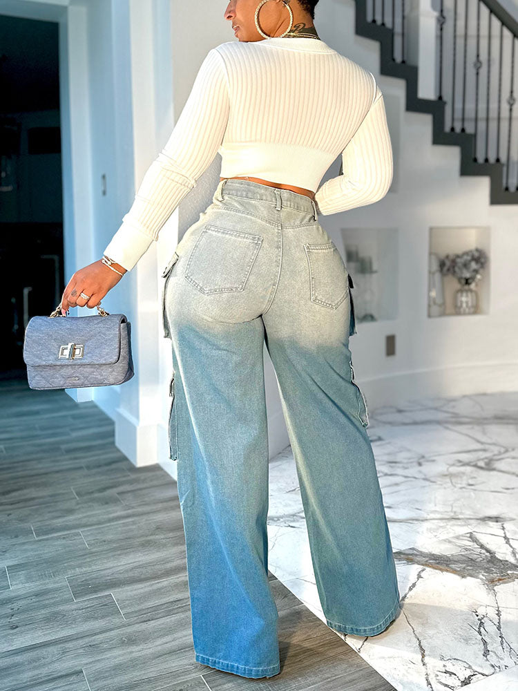 Gradient Wash Cargo Jeans