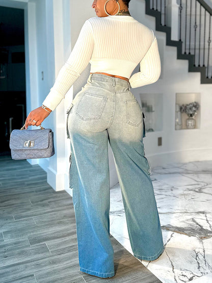 Gradient Wash Cargo Jeans