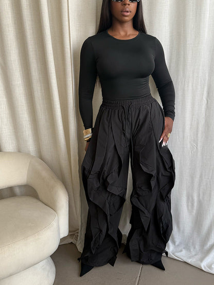 Sleek Top & Windbreaker Pleated Pants Set