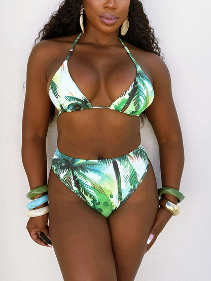 Tropical 3 Piece Bikini Skirt Swim Set