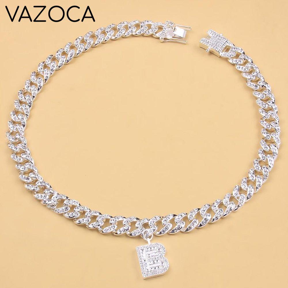 Iced Out Initial Letter Necklace