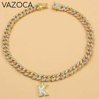 Iced Out Initial Letter Necklace