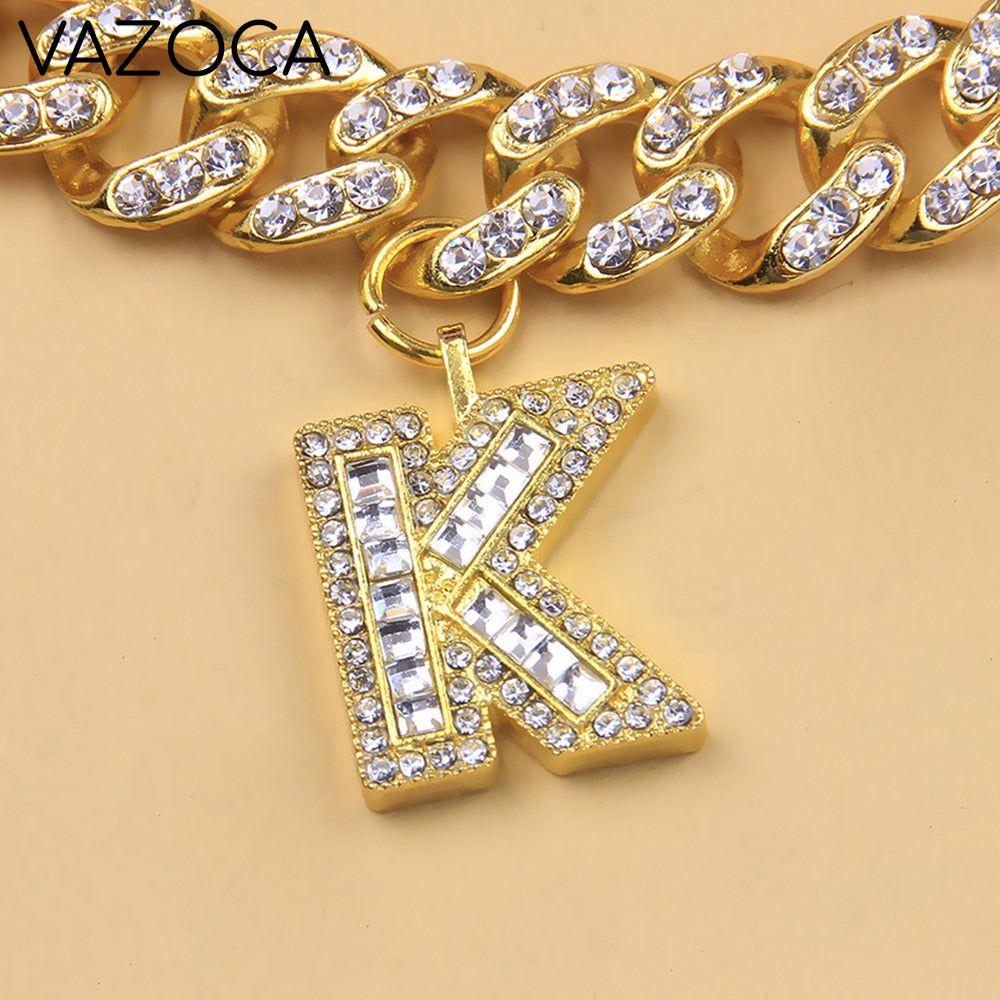 Iced Out Initial Letter Necklace